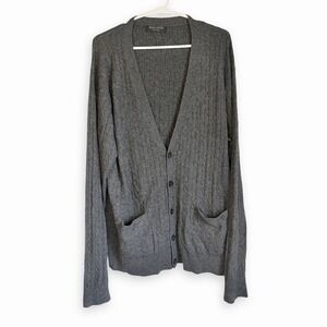 Cashmere Wool Blend Grandpa Cable Knit Cardigan Long Size XL Tall